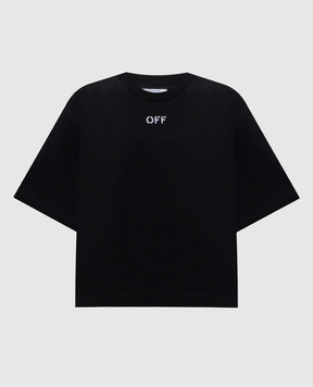 Off-White Black ribbed cropped T-shirt 2FA00678T