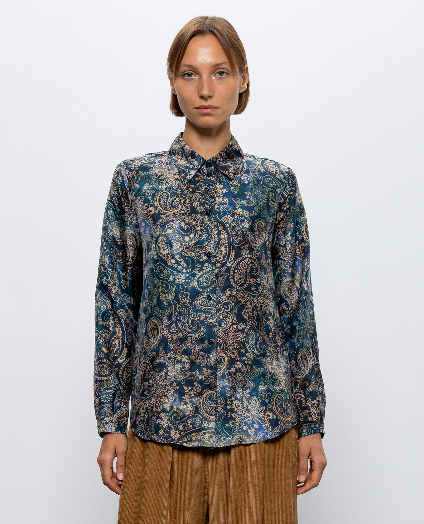 Blue Meudon silk blouse Momoni 3