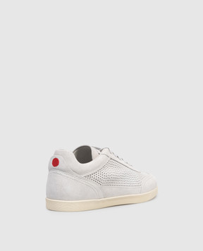 Kiton Grey suede sneakers with perforations USSA397N01382