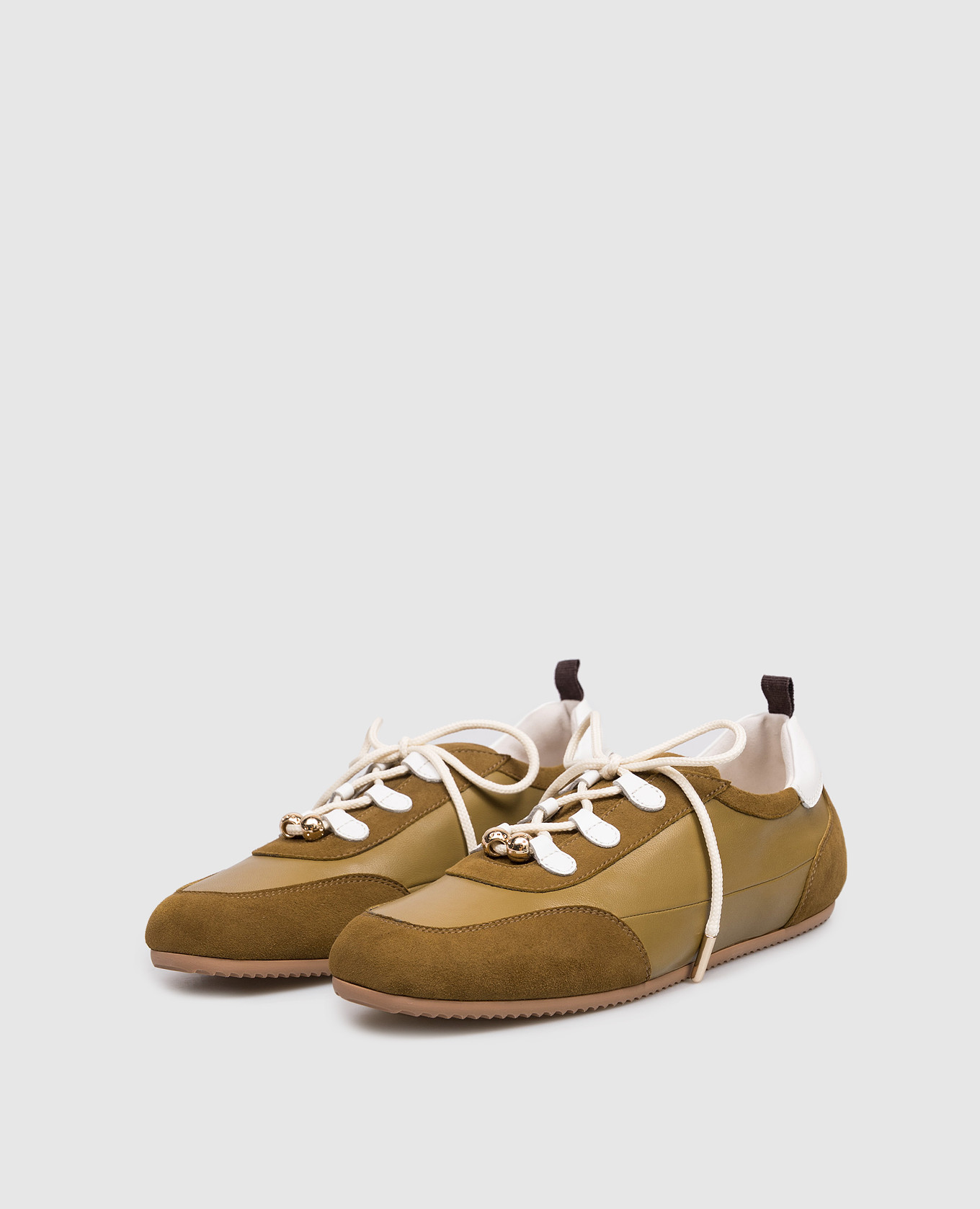 

Khaki leather sneakers with beads Babe Pay Pls