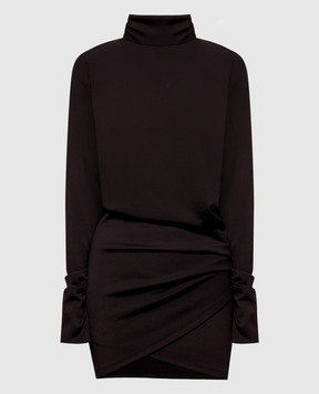 Dondup Brown mini dress with drapery DA560KS0027DXXX