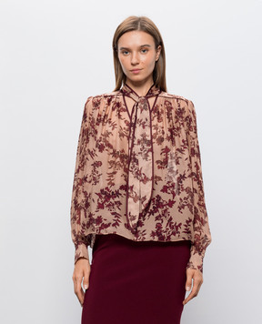 Nissa Beige blouse with silk TOP16798