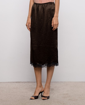 Twinset Brown skirt with a reaper effect 262TP2111