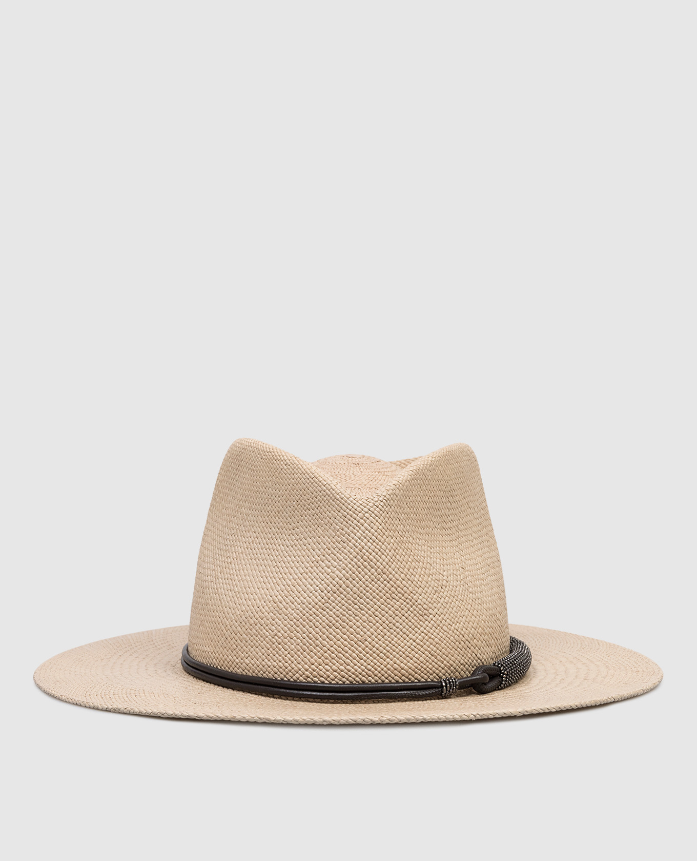 

Beige straw fedora hat with monil chain Brunello Cucinelli