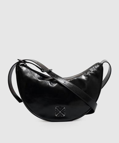 Schwarze, glänzende Ledertasche „Jitney Half Moon“