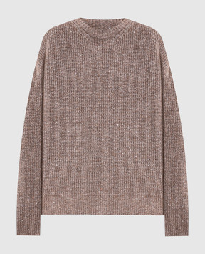 Peserico Beige wool sweater with sequins S99531F05B9202