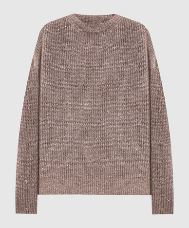 Beige wool sweater with sequins
