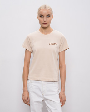 Moncler Beige T-shirt with logo print L10938C0000189AUG