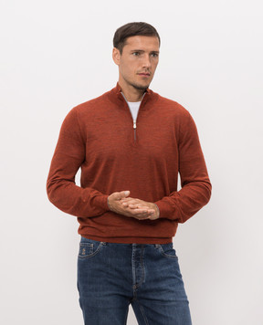 Brunello Cucinelli Terracotta cashmere, silk and linen jumper MSY00124