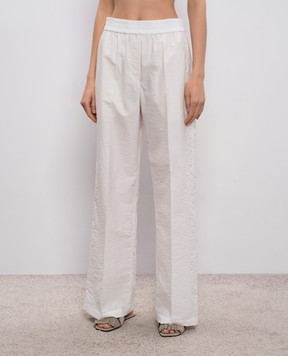 Brunello Cucinelli White trousers with a reaper effect M0F79P9131