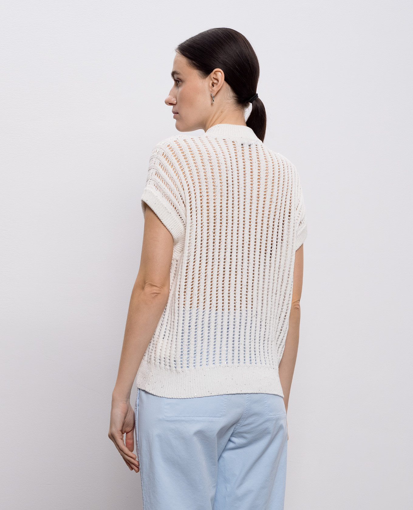 

White openwork cardigan with sequins Peserico