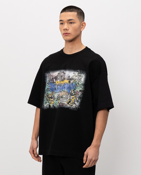 Juun.j Black T-shirt with branded print JC6342P235