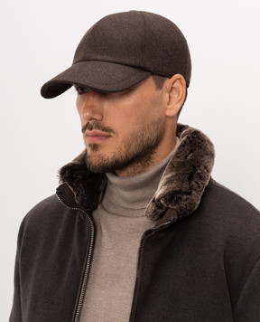 Enrico Mandelli Brown wool and cashmere cap CAP4015804
