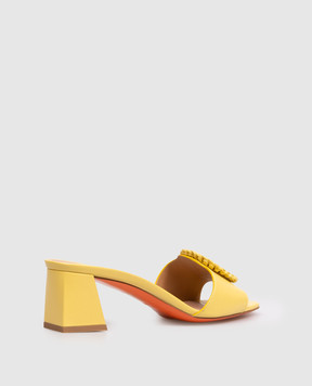 Santoni Yellow leather mules with buckle WHNA72080HA2NWKE