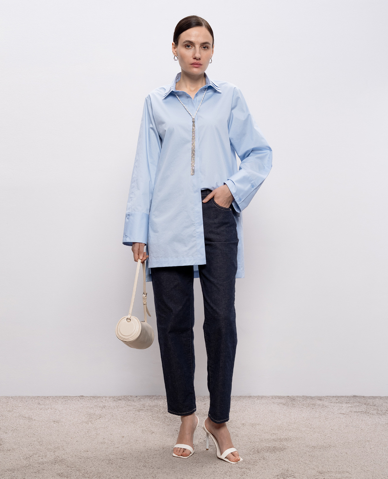 

Blue shirt with a monil chain Peserico, Light blue