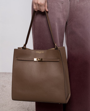 Gianni Notaro Brown leather bag DOLLARO with logo print 255DOLLAROORO