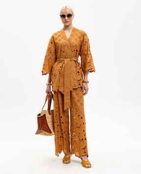 Ermanno Scervino Life Brown openwork kimono with embroidery D484Q608QYD
