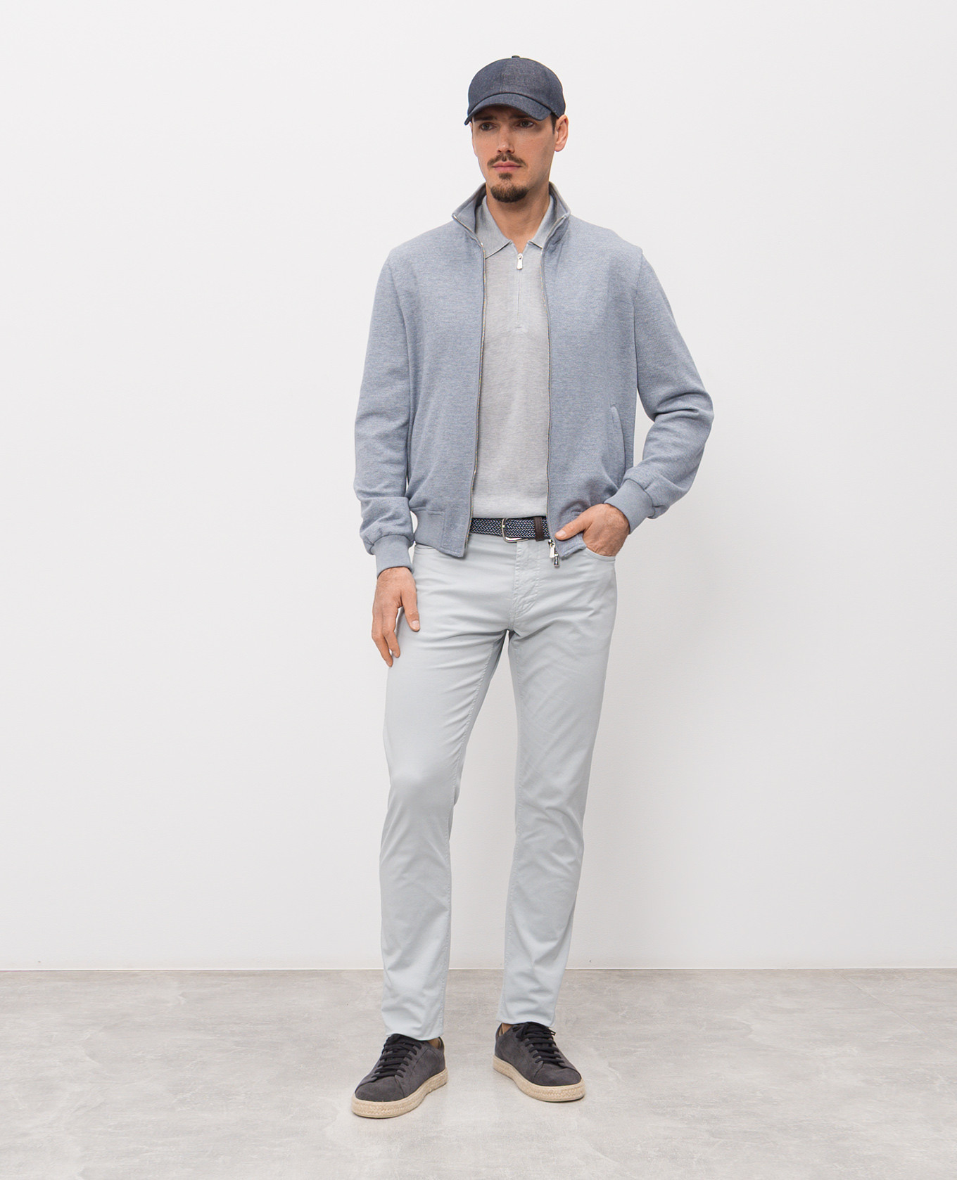 

Grey silk polo shirt with logo patch Enrico Mandelli