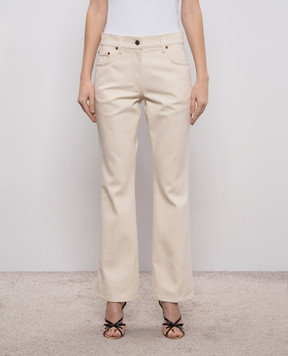 Valentino Beige flared jeans with logo patch 8B3DD21V9Y5