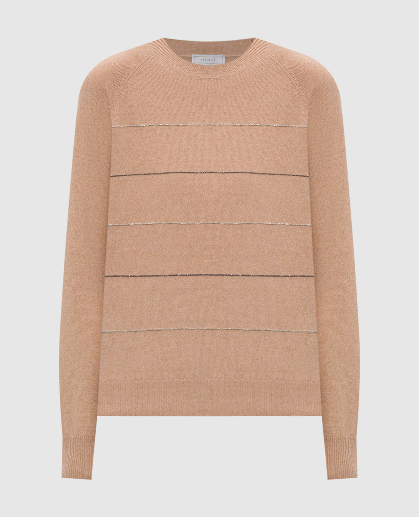 Beige wool, silk and cashmere sweater