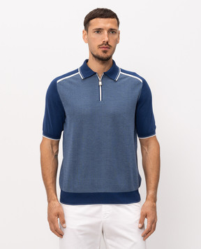 Stefano Ricci Blue polo with contrast piping K616460Z36F26222