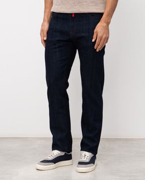Kiton Blue jeans with logo patch UPNJSK0628H