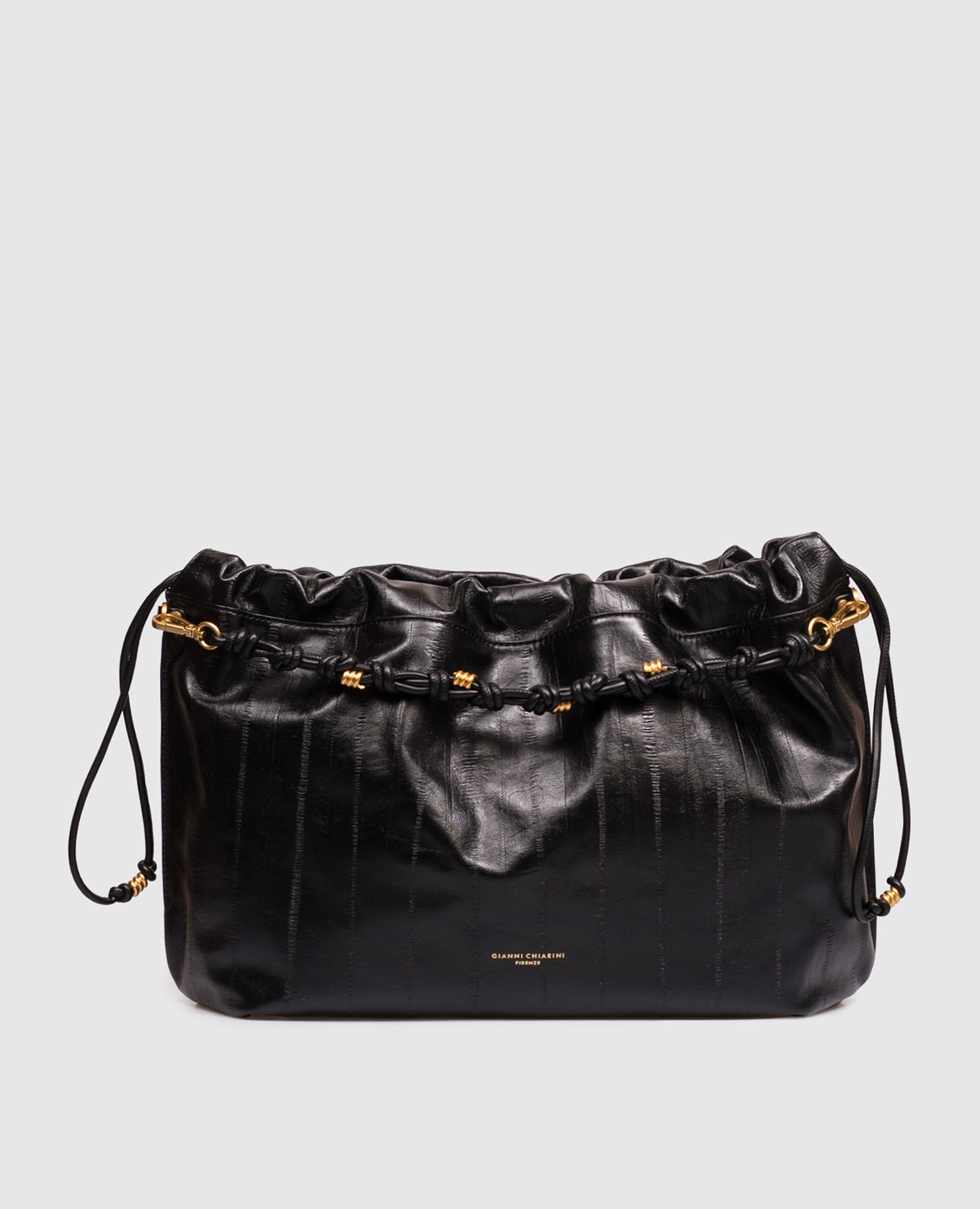 Morgana black glossy leather bag
