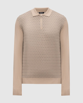 Stefano Ricci Beige wool and silk patterned polo shirt KE06016P30E26302
