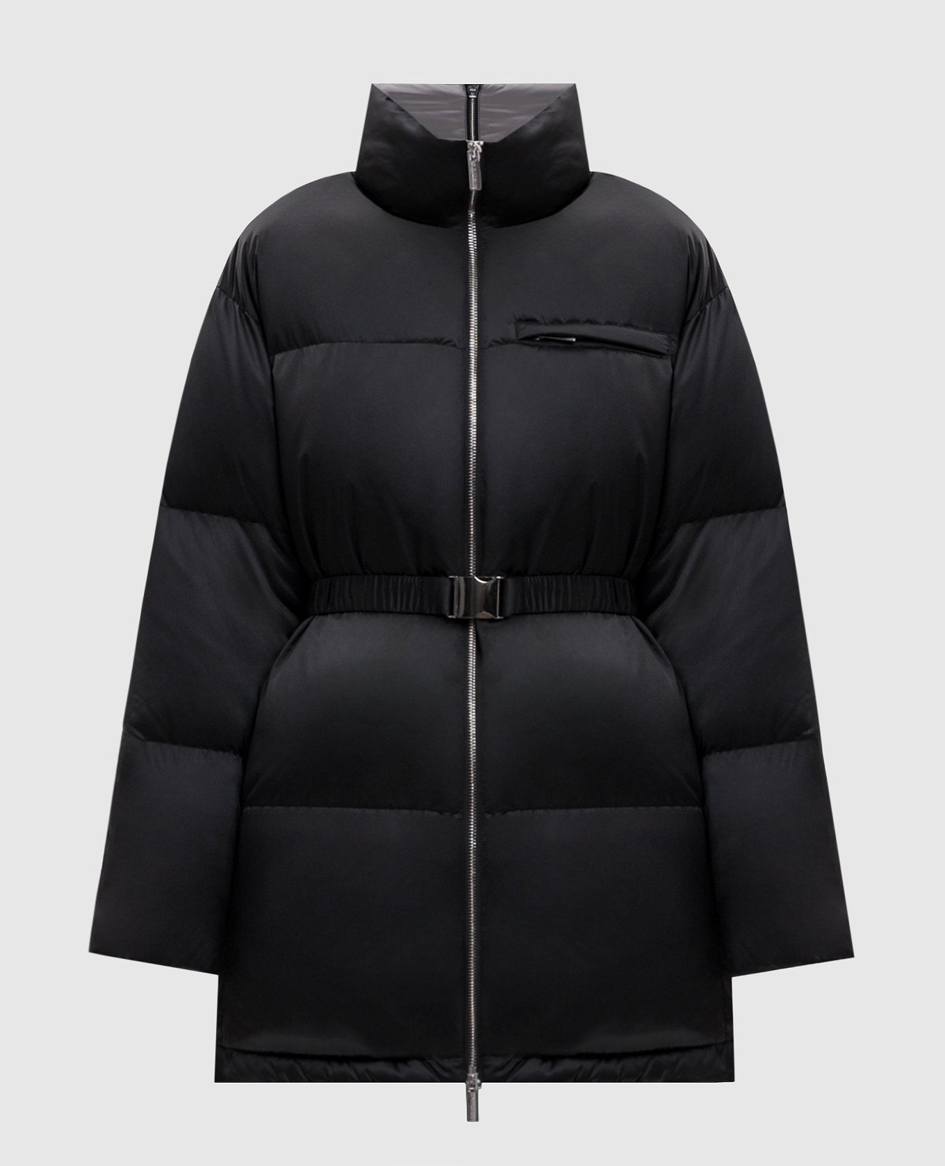 Black down jacket with embroidered emblem