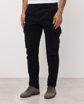 C.P. Company Blue cargo pants with logo patch MPA730A005529G