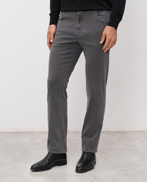 Stefano Ricci Grey jeans with logo patch MFT61B3190T62BK