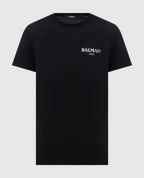 Balmain Black t-shirt with logo print FH1EF000GD84