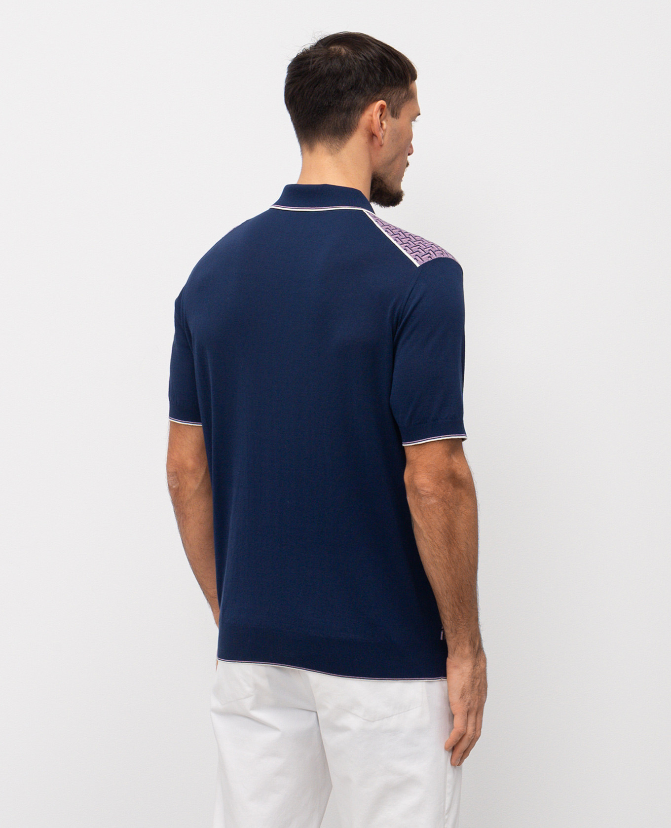 

Polo with patterned silk Stefano Ricci, Blue