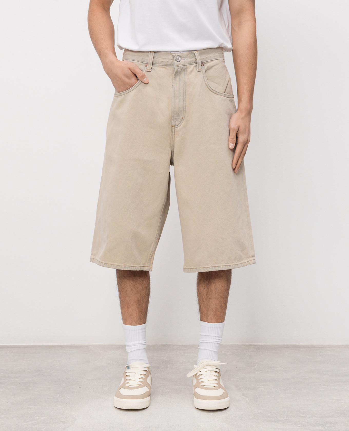 

Beige denim Bermuda shorts Fusion Skater AGOLDE