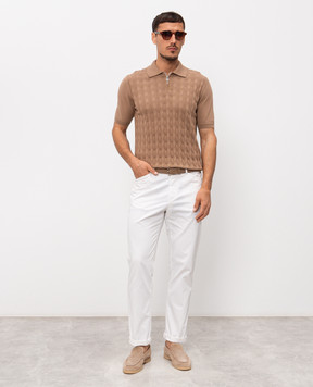 Cashmere&Whiskey Brown polo shirt with textured pattern M54268011