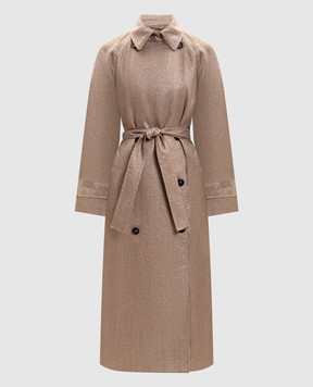 Brunello Cucinelli Beige linen trench coat with lurex MH5269873