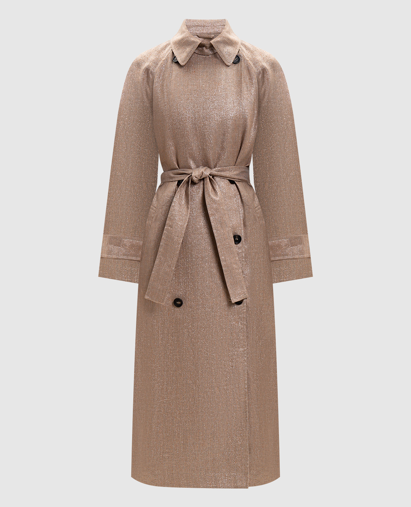 

Beige linen trench coat with lurex Brunello Cucinelli