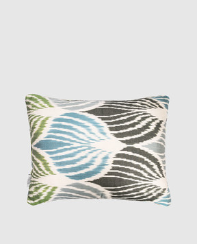 Les Ottomans Blue printed silk decorative pillow V10040X50D