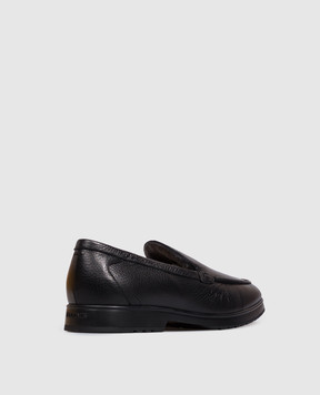 Doucal's Black deerskin loafers with fur trim DU3469JEREUM054