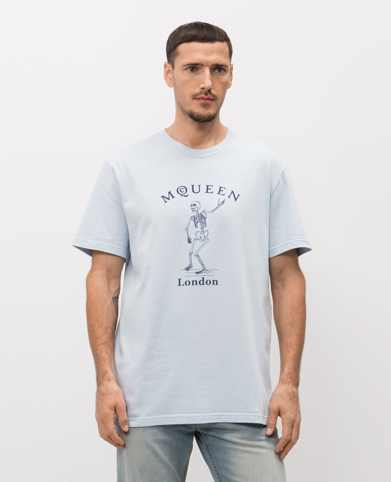 

Blue Skeleton T-shirt Alexander McQueen, Light blue