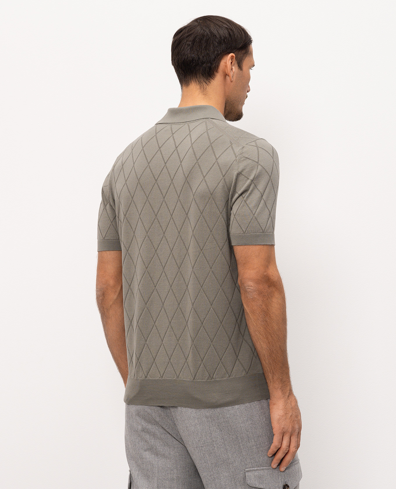 Green polo shirt with geometric pattern Brunello Cucinelli 4