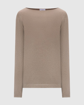 Brunello Cucinelli Brown cashmere and silk lurex jumper M41800008