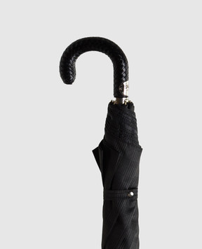 Pasotti Black folding umbrella with pattern OMITUO64SMINIGALLES13
