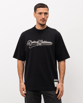 Dolce&Gabbana Black T-shirt with embroidered logo G8TO6ZG7PON