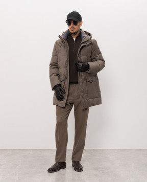 Peserico Brown down jacket with wool R52244D2574