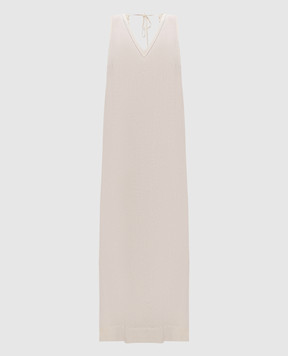 Peserico Beige linen dress with monil chain S0216802647