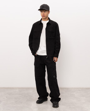 C.P. Company Black zip-up shirt with patch MOS752A110143G