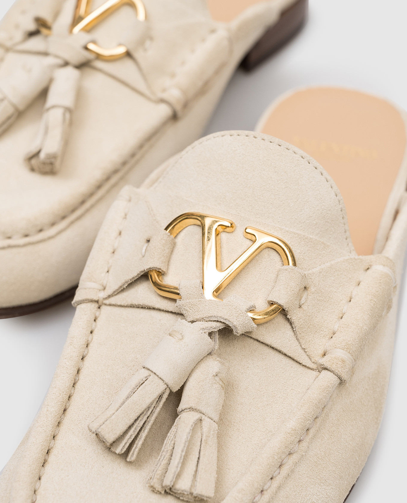 Grey suede mules with logo Valentino 5