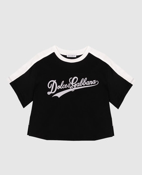 Dolce&Gabbana Children's black T-shirt with logo L5JTQGG7PWI26