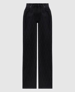 Balmain Black jeans with geometric stitching HF1MI052DG13